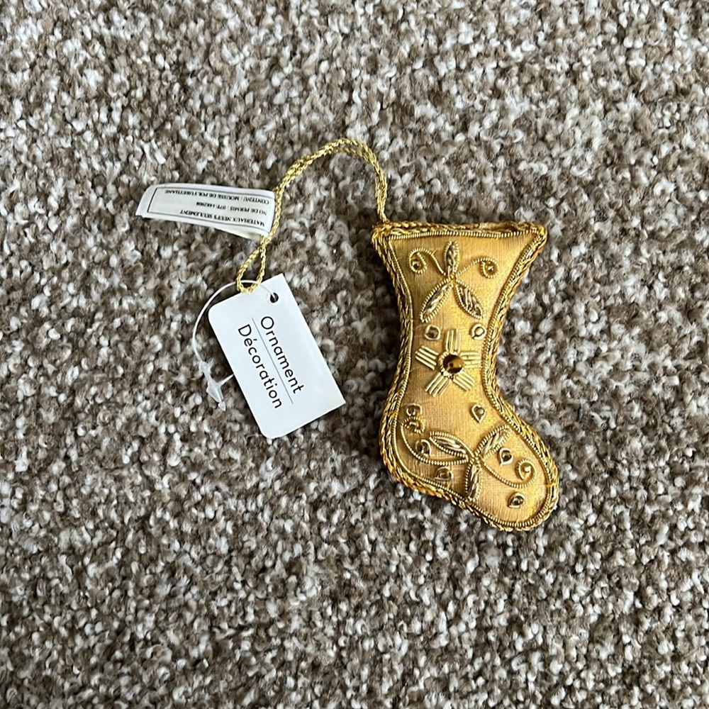 Gold Embroidered Crown and Stocking Ornaments - Set of 8 - Picture 2 of 3